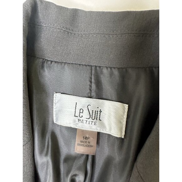 Le Suit Women’s Petite Blazer Dark Gray One Button Career Jacket Size 14P - Picture 3 of 9